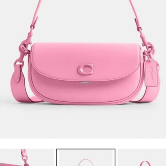 NWT Coach Emmy Saddle Bag 23 in Vivid Pink Glovetanned Leather $395 Retail - Picture 5 of 11